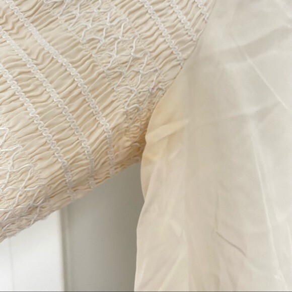 A.L.C. Sidra Blouse Ruched Smocked Cream Long Sleeve Top Size 2 - Picture 5 of 13